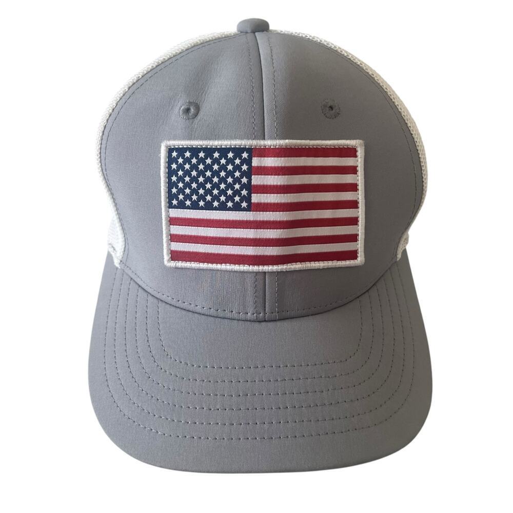 Bass Pro Shops‎ Men's Net Plus American Flag Hat Grey White
